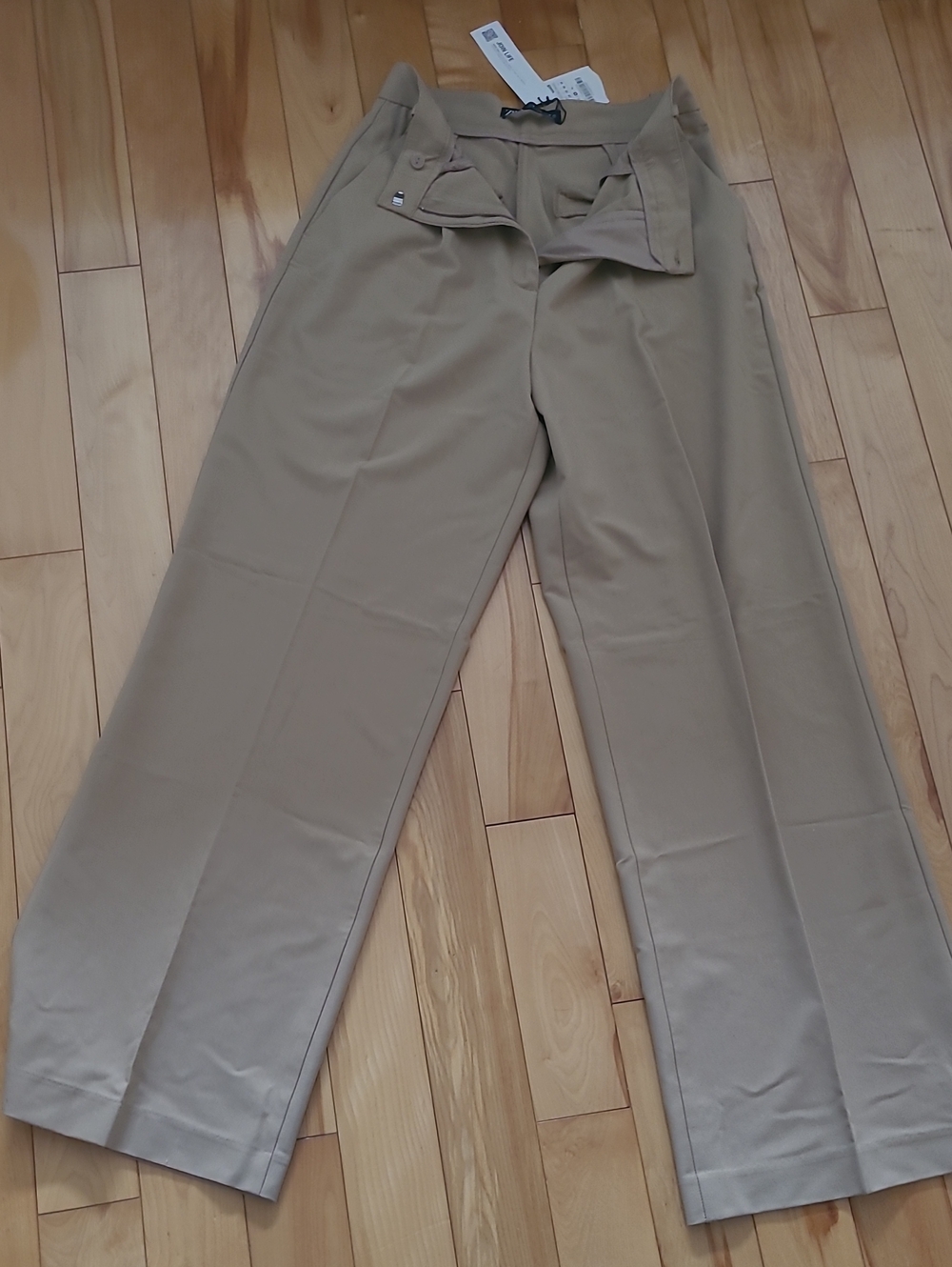 Zara Women's Wide-Leg Chinos - Light Khaki